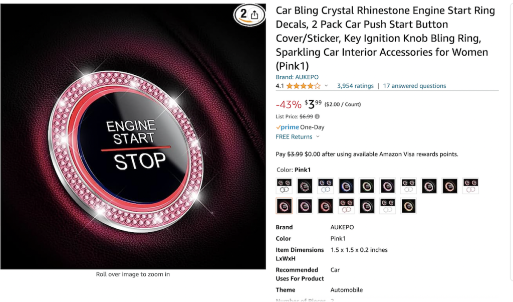 pink car accessories