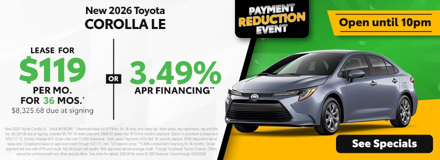 Toyota Corolla discounts