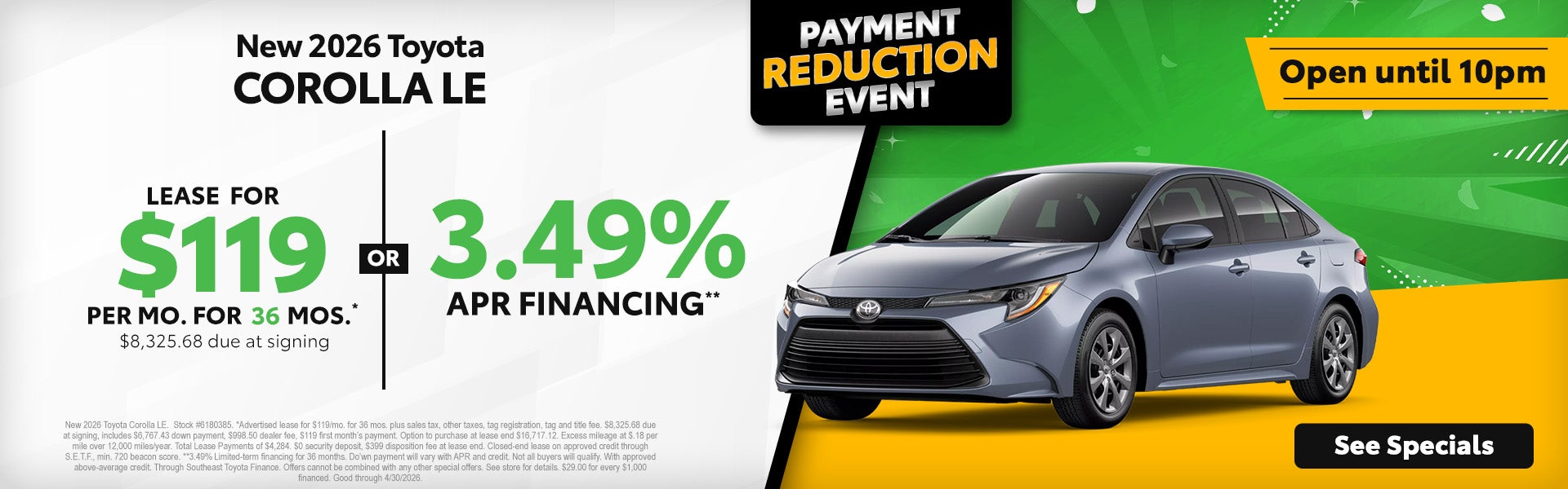 2026 Toyota Corolla specials