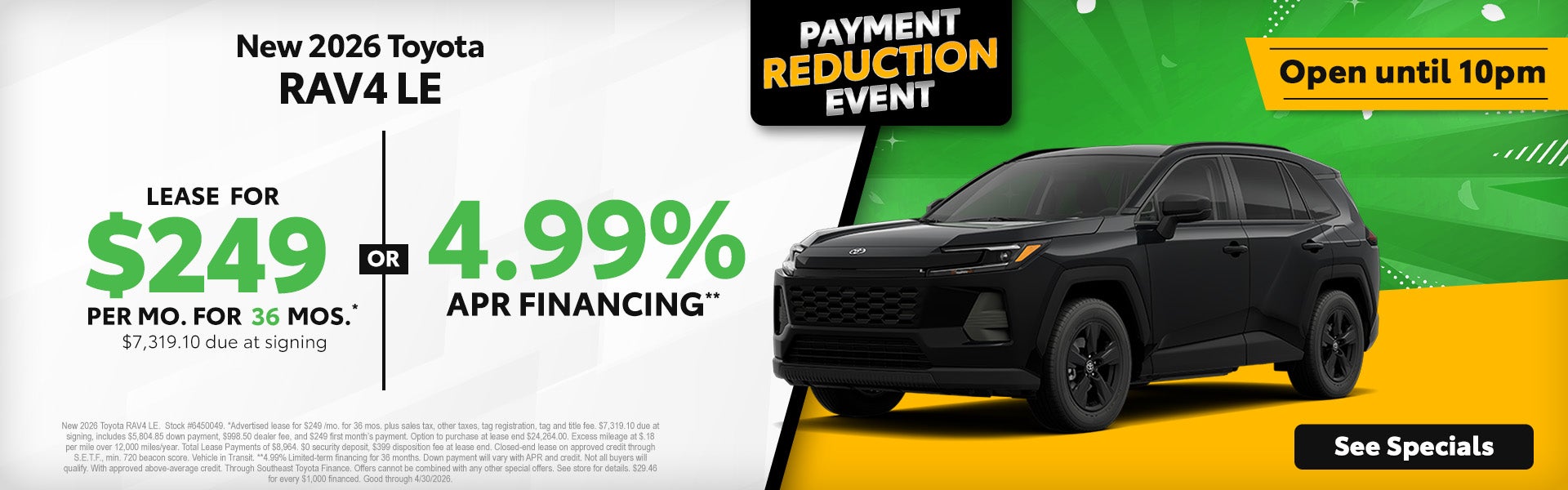 2026 Toyota RAV4 specials