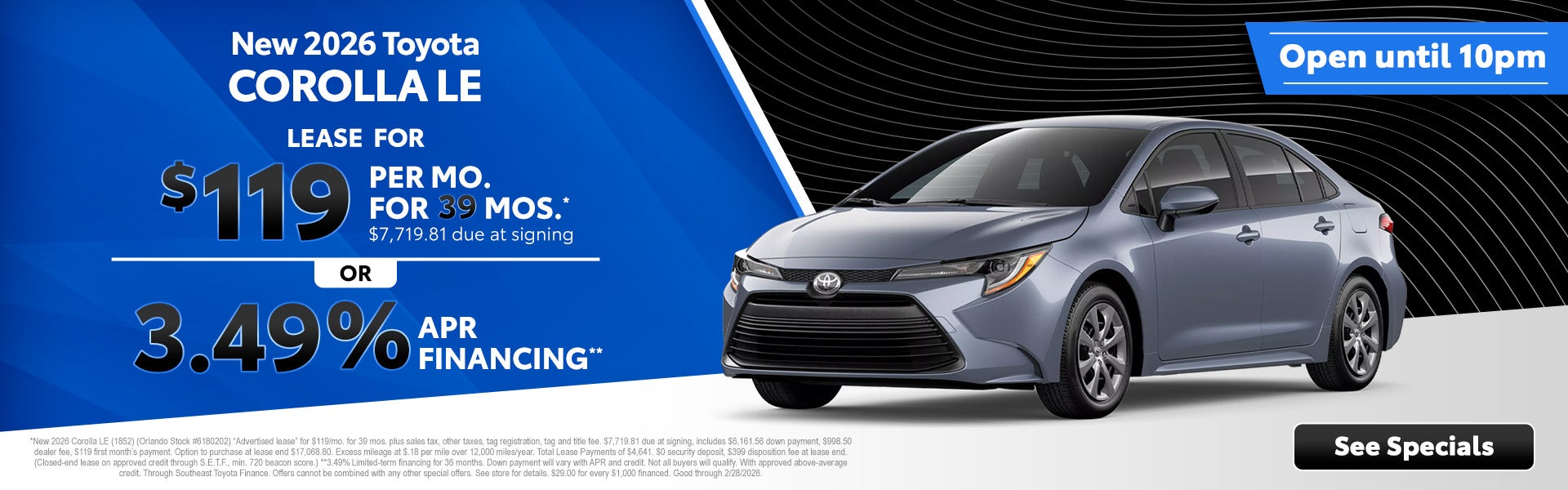 2026 Toyota Corolla Specials