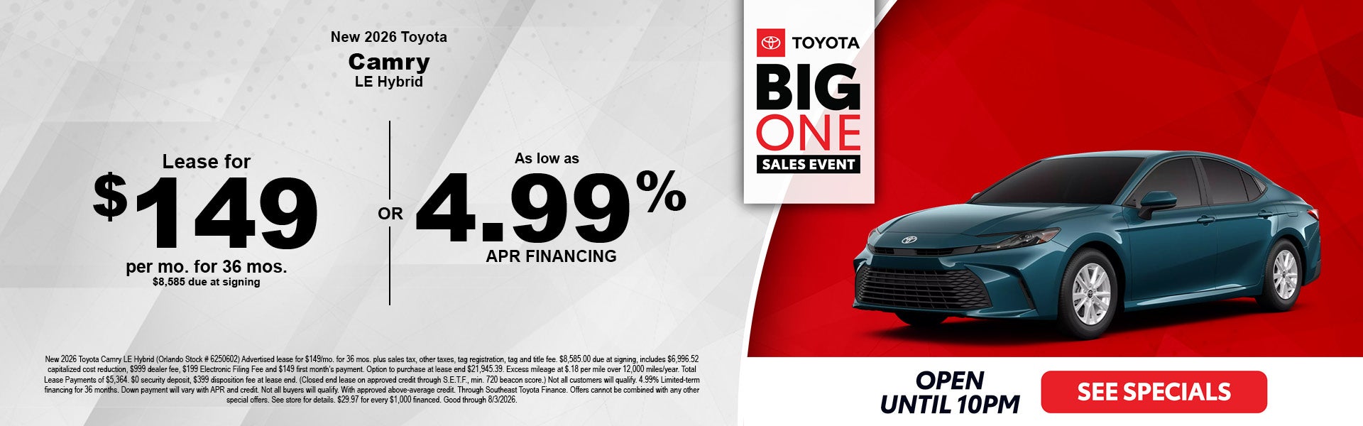 2026 Toyota Camry sale