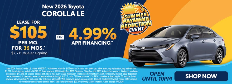 2026 Corolla discounts