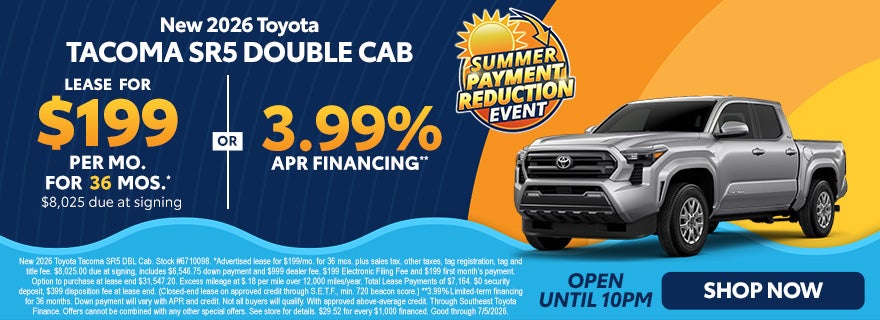 2026 Tacoma discounts